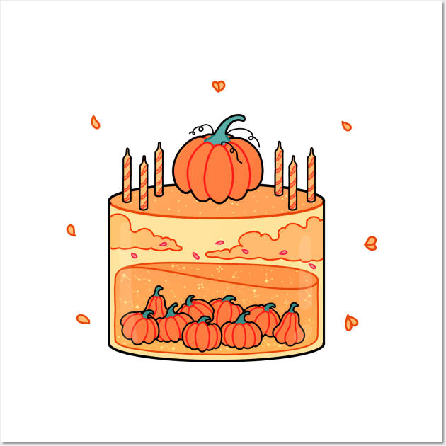 Aesthetic pumpkin patch spice birthday cake Wall Art by inkcapella